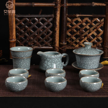中国　哥窯　青磁　金絲鉄線　花文茶碗　金継ぎ直し　時代箱　C　6602 哥窑金丝铁线价格报价行情- 京东