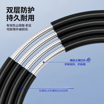 普联光迅 电信级室外野战光缆单模尾缆 户外基站拉远防鼠咬铠装光纤跳线成品光钎线 单模双芯 FC-FC 35米