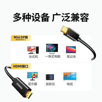 绿联Mini DP转HDMI转换器线转接头适用苹果Surface笔记本迷你dp雷电接口电脑接显示器投影仪1.5米10450 绿联Mini DP转HDMI转换器线转接头适用苹果Surface笔记本迷你dp雷电接口电脑接显示器投影仪1.5米10450