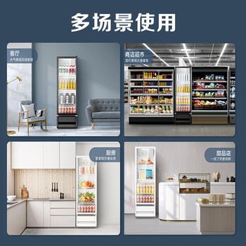 美的（Midea）展示柜冷藏柜冰柜210升立式单门冰箱饮料柜 便利店保鲜柜蛋糕鲜花柜 ML-208DGE