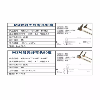 鑫凯辰 光纤放大器传感器 M4光纤对射弯头NPN普通光纤2米