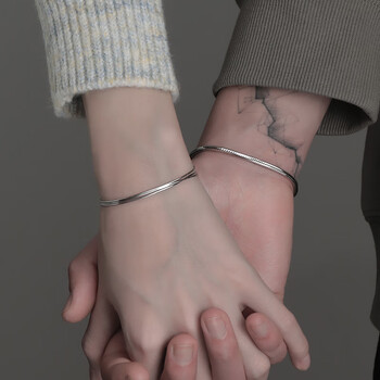 晞磐祈银情侣手链一对情侣款蛇骨链简约素链定制刻字情人节礼物送男女