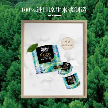 洁柔BJ203-10有芯卷纸 Face油画卫生纸4层卷筒纸巾清洁纸团购10卷/提