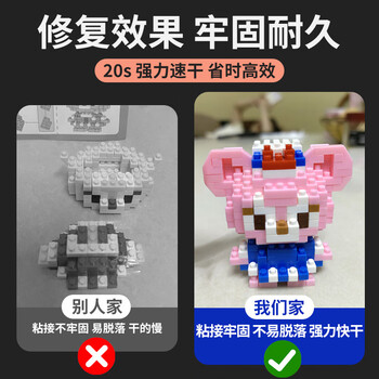 非凡力手工模型胶502强力乳白胶补乐高积木美术塑料模型专用胶透明速干万能瞬间液体胶1支盒装60ml