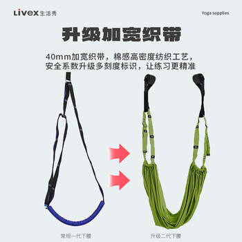 LIVEX空中瑜伽绳一字马瑜伽伸展带后弯下腰训练器门上拉筋吊床 绿色