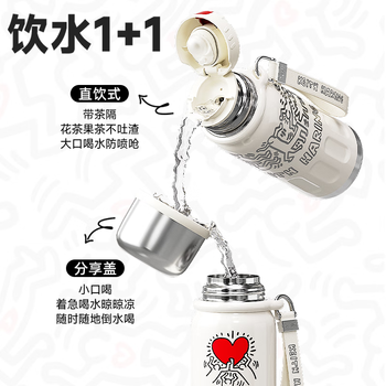 格米 GE-KH24AW-B118 凯斯哈林系列迷你律动保温杯580ml 星光游乐园