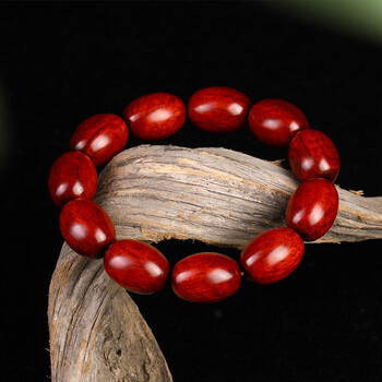 只双正宗老料顺纹印度小叶紫檀枣珠手串高油性椭圆珠男女手链佛珠20mm