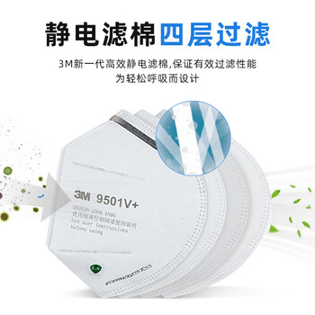 3MKN95耳戴口罩春夏呼吸阀防花粉尘飞沫雾霾大包装25只/袋9501V+