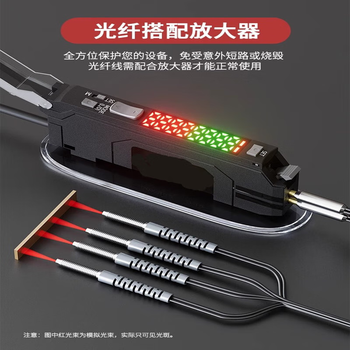 鑫凯辰 光纤传感器漫反射 线探头一拖2468多通道感应器 M3直径 一分四光纤 1