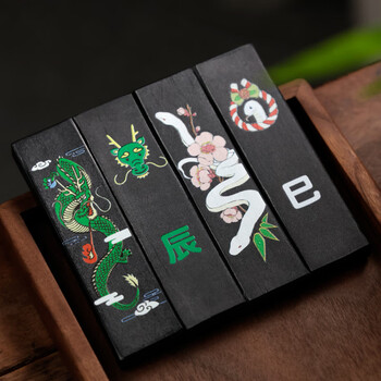 漢墨 进口生肖虎版墨块 墨条墨运堂1.5丁型书法研墨油烟墨锭 文房四宝干支实用墨	
