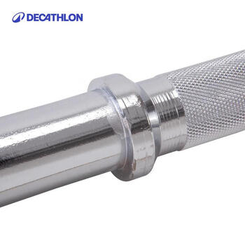 迪卡侬杠铃杆健身举重高强度实心卧推杆DOMYOSBAR2米EQ银色-1746756