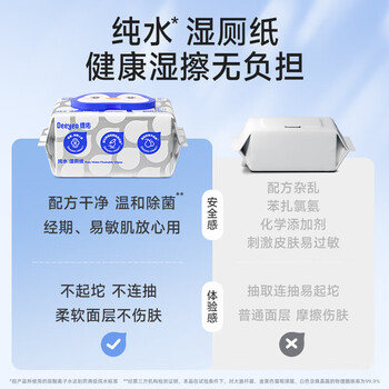 DEEYEO湿厕纸家庭版洁厕湿巾实惠装湿巾(纯水湿厕纸80片*4包