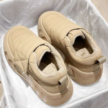 威少库里厚底小白鞋女加绒2022冬季新款大头丑萌鞋松糕厚底休闲保暖