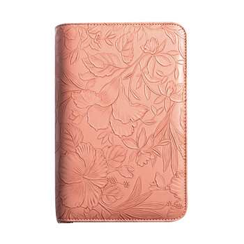 三木(SUNWOOD)  A5存单收纳册浮雕花纹拉链包理财纸币现金存钱本大容量票据收纳夹 财气粉 1666