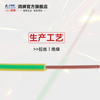 鸽牌电线电缆ZA-BV6 双色电线家用单芯单股硬线细电缆铜芯国标 100米