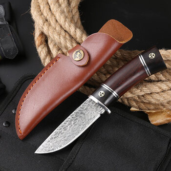 尼泊尔军刃户外弯刀匕手刀多功能弹簧钢刀大马士革钢刀