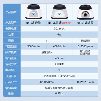恩谊 小型旋涡混匀仪实验室涡旋混合器漩涡振荡器 NY-1S【点动】 恩谊 小型旋涡混匀仪实验室涡旋混合器漩涡振荡器 NY-1S【点动】