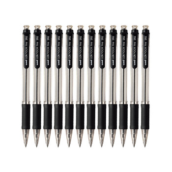 三菱（uni）中油笔顺滑原子笔SN-101按动圆珠笔 黑色 0.7mm12支装