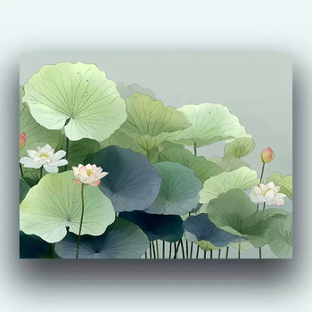 荷花数字油画价格报价行情- 京东