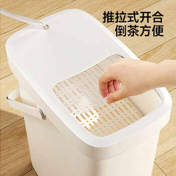 五月花茶渣桶滤茶桶 10L茶叶茶水垃圾桶排水管茶具茶漏废水桶时尚带盖
