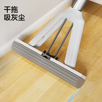 五月花海绵拖把38cm共2棉头对折式胶棉拖把免手洗家用懒人海棉拖布