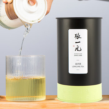 张一元茶叶绿茶龙井茶新茶春茶浓香型口粮茶伴手礼物高山茶二级100g罐装