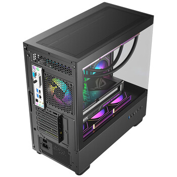 AOCCG393B黑色 游戏电脑台式海景房主机箱 双面玻璃/MATX主板/360水冷/9风扇位/上下分仓
