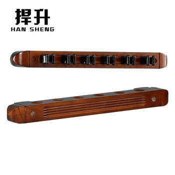捍升 台球架杆 台球杆架木质壁挂球杆架收纳台球杆架 6孔壁挂式酒红色