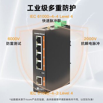 itcom艾迪康工业交换机5口 百兆非网管安防监控PLC以太网络集线器DIN导轨式不含电源IT168-3500-10-5TX
