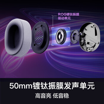 ROG破风 头戴式电竞游戏耳机无线三模连接 SpeedNova无线技术 轻量化设计 RGB 月耀白 适配影之刃零