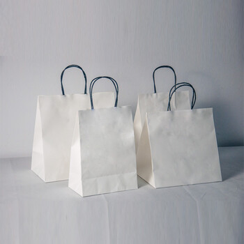 白色牛皮纸袋手提袋礼品袋纸袋子牛皮纸礼袋咖啡打包袋一份100只 白