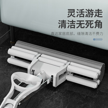 百世优品 双排滚轮胶棉拖把27cm1头家用一拖净免手洗2025懒人拖把海绵吸水 百世优品 双排滚轮胶棉拖把27cm1头家用一拖净免手洗2025懒人拖把海绵吸水