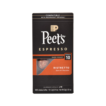 Peet's Coffee 皮爷peets胶囊咖啡 强度10 精粹浓缩咖啡53g(10*5.3g)法国进口 Peet's Coffee 皮爷peets胶囊咖啡 强度10 精粹浓缩咖啡53g(10*5.3g)法国进口
