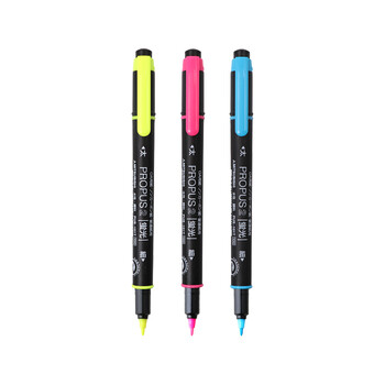 uni三菱（uni）双头荧光记号笔 学生作业标记笔彩色绘画记号笔 细0.5mm粗4mm PUS-101T(N) 3色套