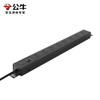 公牛（BULL）防雷PDU桌面插排8插位总控开关全长1.8米插线板插排 黑色 GNE-P108ET