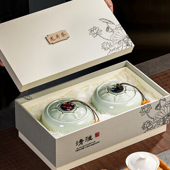 七春2025新茶明前绿茶龙井春茶茶叶陶瓷罐装高端伴手礼盒200g