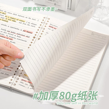 三木（SUNWOOD）A5/60张120页不硌手活页本 半透外壳简约6孔可拆卸便携活页笔记本 考研错题作业本 淡粉 1393