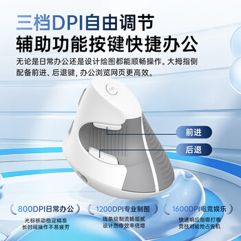 多彩（Delux）（DeLUX） M618G DB人体工学垂直鼠标 立式鼠标 无线蓝牙鼠标办公鼠标 可拆卸掌托 可充电 黑灰