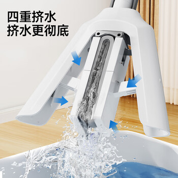 五月花海绵拖把38cm共2棉头对折式胶棉拖把免手洗家用懒人海棉拖布