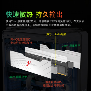 金百达（KINGBANK）32GB(16GBX2)套装 DDR5 6400 台式机内存条海力士A-die颗粒 白刃RGB灯条 C32 Deepseek硬件