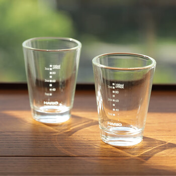 HARIO 原装进口耐热玻璃意式浓缩咖啡杯带刻度盎司杯标准量杯2只装 HARIO 原装进口耐热玻璃意式浓缩咖啡杯带刻度盎司杯标准量杯2只装