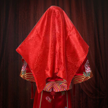 门扉 红盖头 红色喜字凤凰大喜中国结盖头缎布中式新娘陪嫁婚庆用品