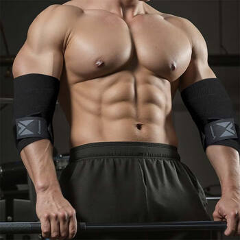 耐力克斯健身护肘运动男专业护具硬拉提升力量训练卧推举重加压绑带缠绕黑