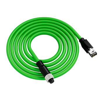 亨通贝尔 M12转RJ45工业网线高柔电缆工业级相机编码线缆 直头4芯D型公头（绿）0.5米 HTBE-9004-0.5