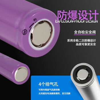 佰达特 18650锂电池1200mah平头尖头大容量小风扇充电宝电筒专用 18650-2000 出2条线【4个】