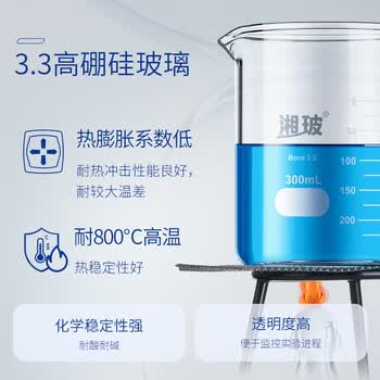 湘玻 玻璃烧杯实验室低型带刻度透明高硼硅量杯加厚耐高温 厚壁1000mL1个