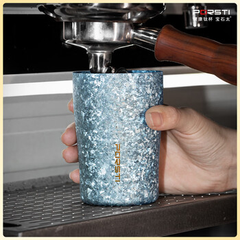 PORSTI宝石太双层纯钛水杯清水蓝280ml超轻户外礼品物