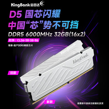 金百达（KINGBANK）32GB(16GBX2)套装 DDR5 6000 台式机内存条 国产颗粒 银爵 C36 Deepseek硬件