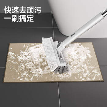 五月花地刷双面V型刷毛硬毛缝隙刷加长杆 浴室厕所厨房墙角自带夹子 