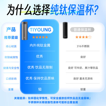 富光小钛阳纯钛保温杯男女士钛杯水杯子茶水分离京东限定生日礼物保冷